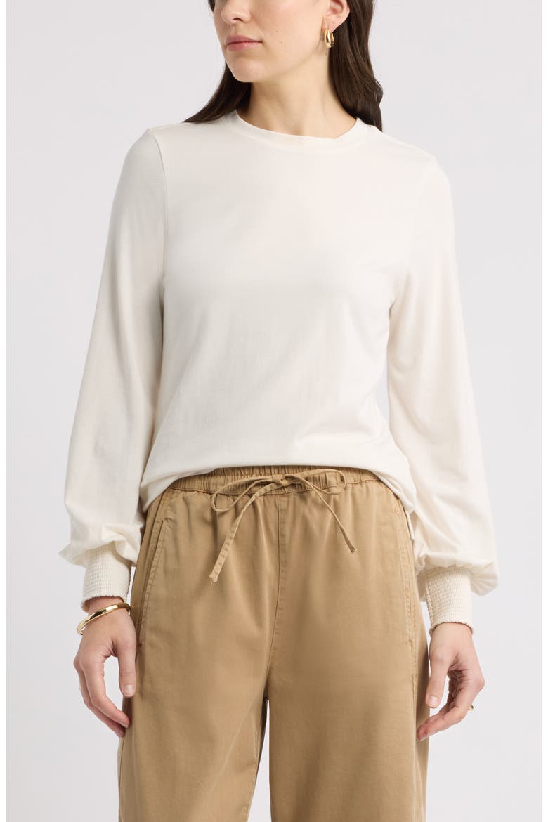 Blouson Sleeve Top, Main, color, IVORY PRISTINE