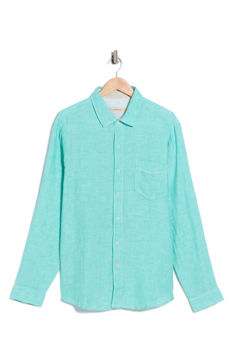 Tommy Bahama Bali Breeze Linen Button-Up Shirt, Main, color, Kohala Teal