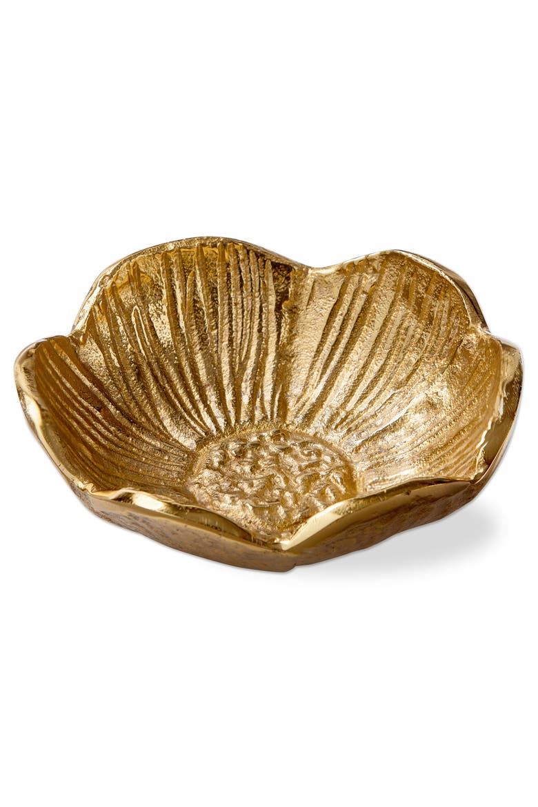 Blossom Cast Aluminum Dish Large Antique Brass Aluminum Everyday,Spring, Main, color, Gold