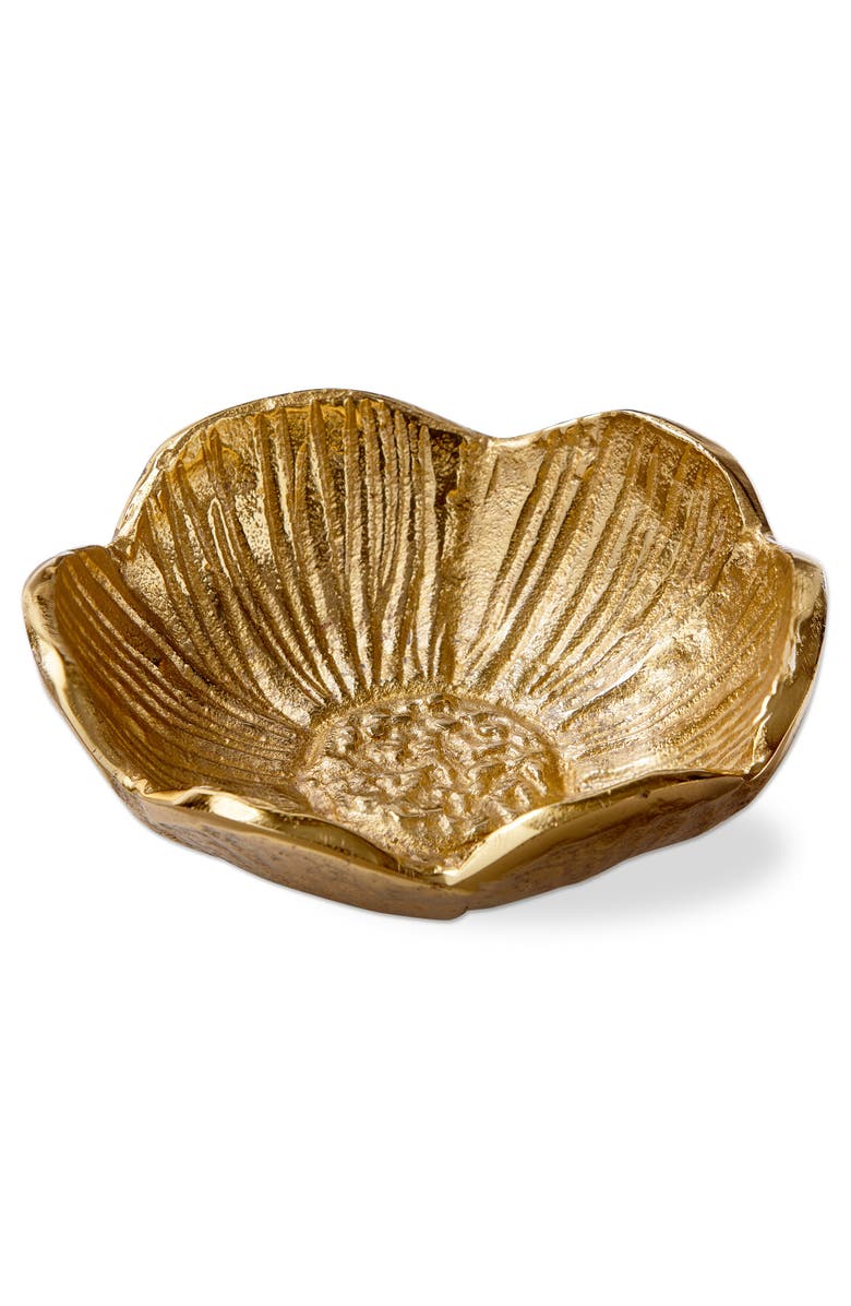 tag Blossom Cast Aluminum Dish Large Antique Brass Aluminum Everyday,Spring, Main, color, Gold
