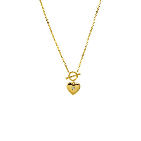 CZ Heart Toggle Pendant Necklace