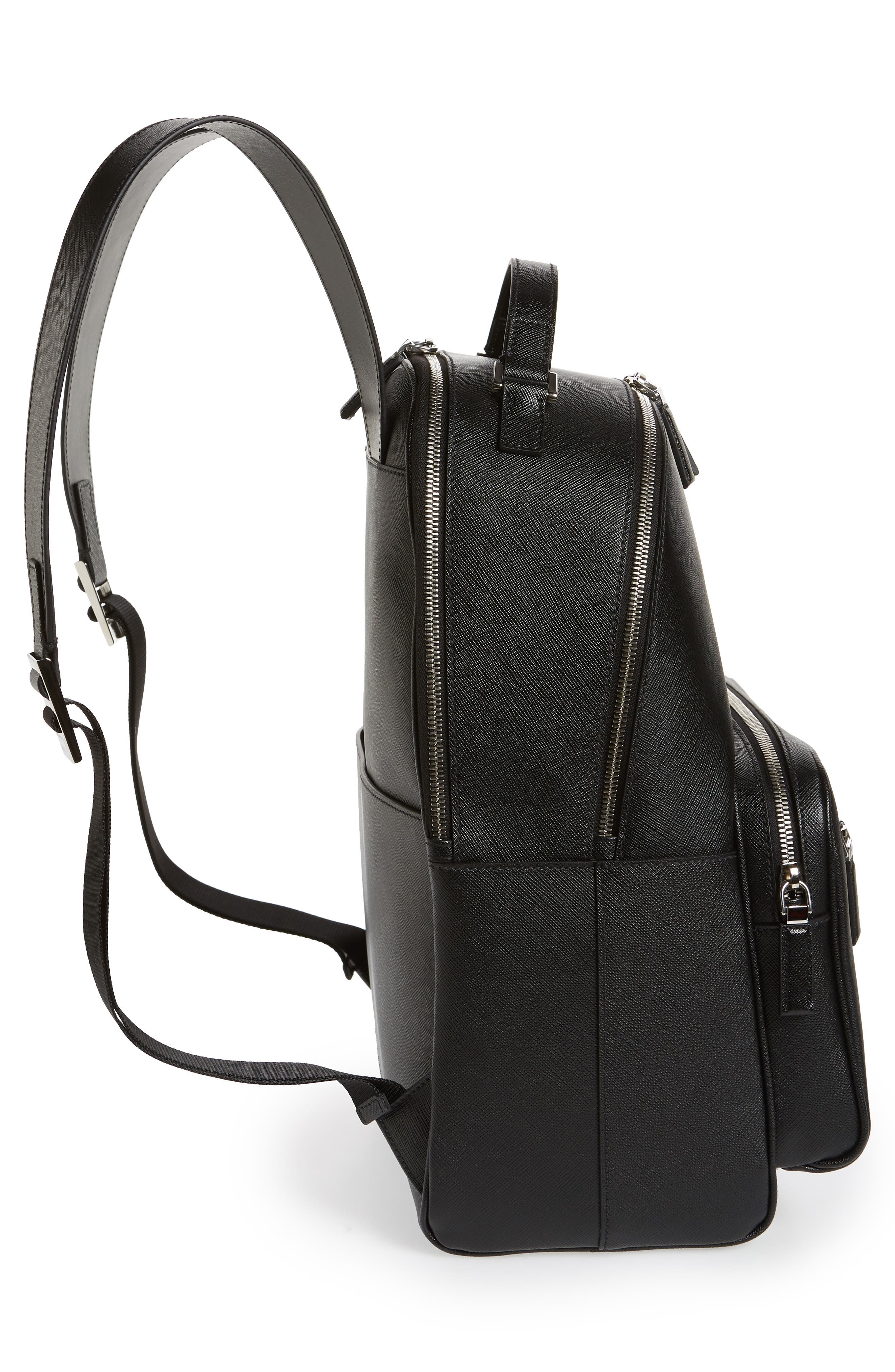 Prada Saffiano Leather Travel Backpack, Alternate, color, 