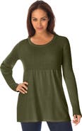 Jessica London Ribbed Baby Doll Tunic Sweater