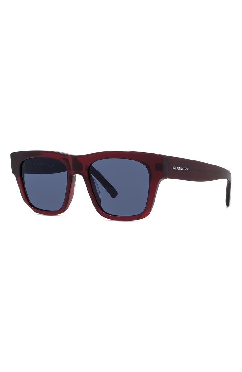 Givenchy 52mm Polarized Square Sunglasses, Alternate, color, Shiny Bordeaux / Blue