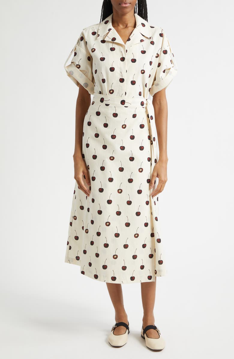 Stine Goya Cherries Organic Cotton Shirtdress, Main, color, Cherries