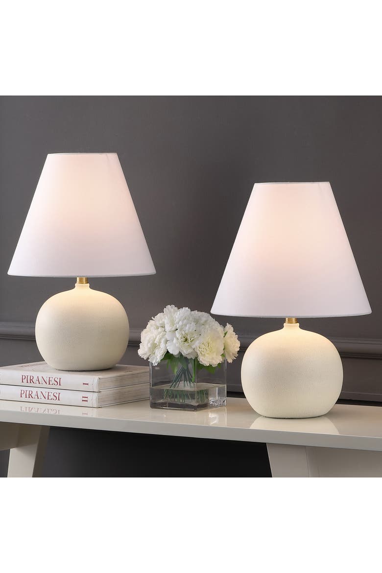 Asher 18.25" Minimalist Scandinavian Resin/Iron Gourd LED Table Lamp, Alternate, color, Matte Cream