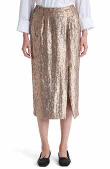 TWP Fishscale Ladylike Sequin Silk Midi Skirt