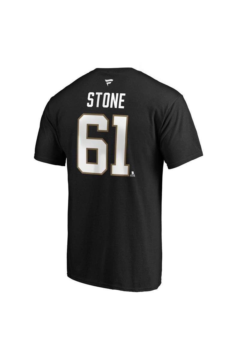 FANATICS Men's Fanatics Branded Mark Stone Black Vegas Golden Knights Authentic Stack Player Name & Number Captain Patch T-Shirt, Alternate, color, Black