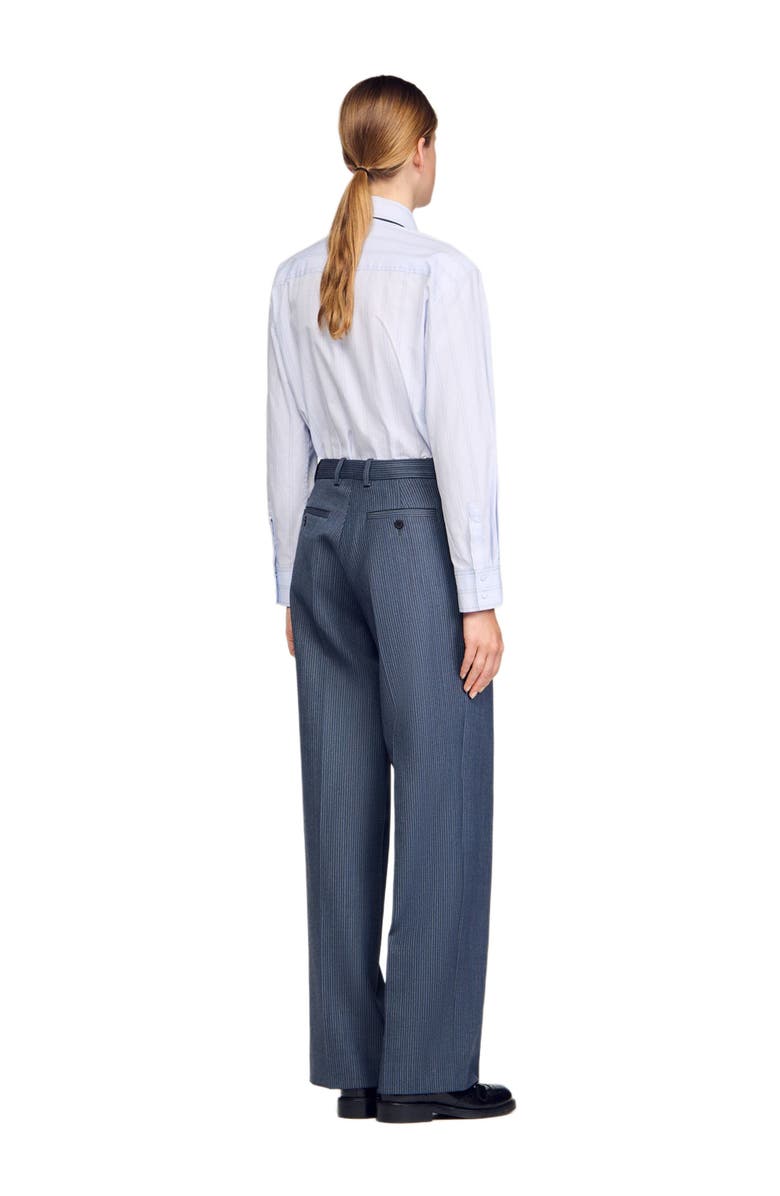 SANDRO Striped wide-leg trousers, Alternate, color, Blue