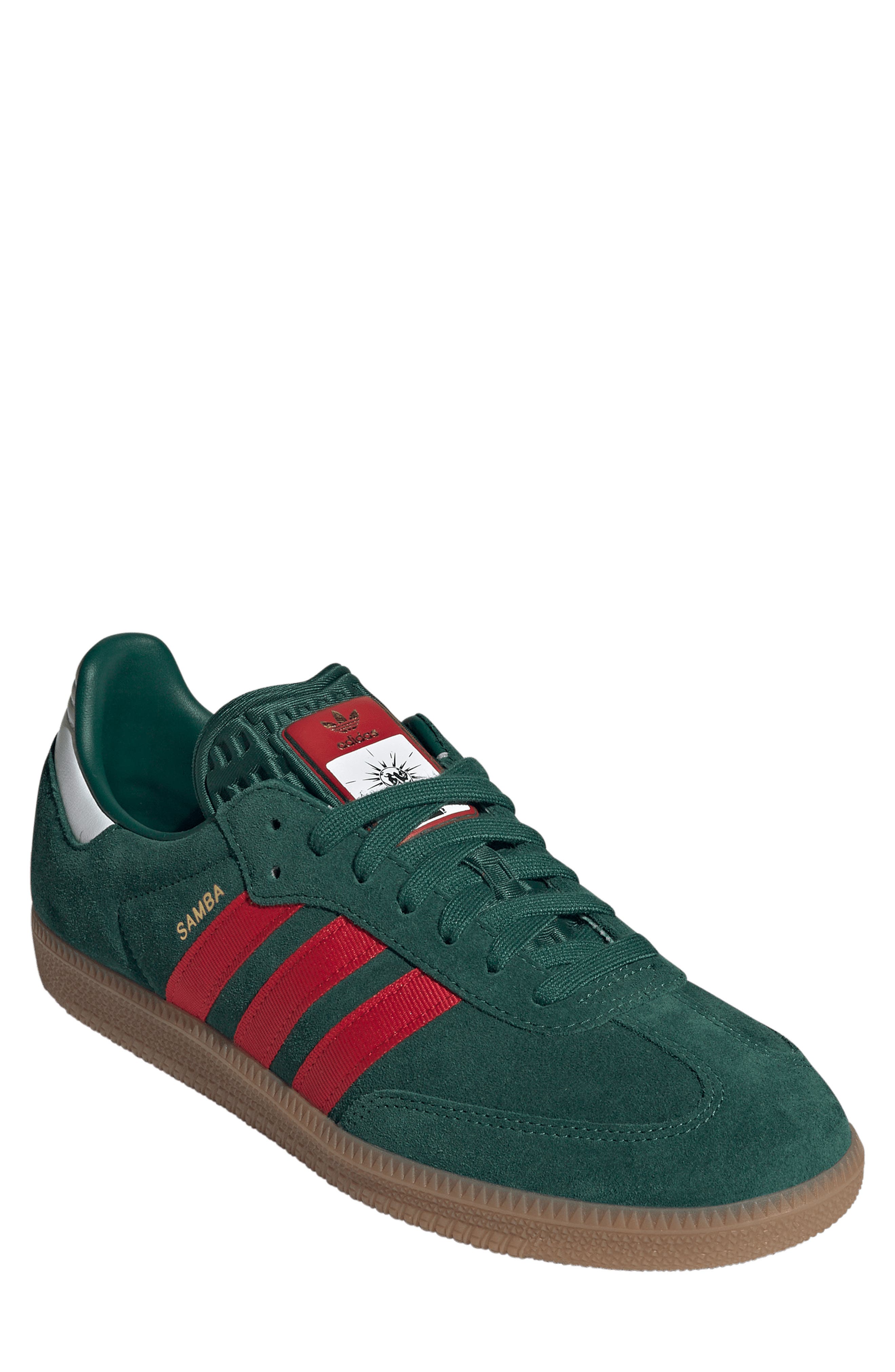 adidas x FIFA Gender Inclusive Samba OG Sneaker, Main, color, Team Dark Green/ Scarlet