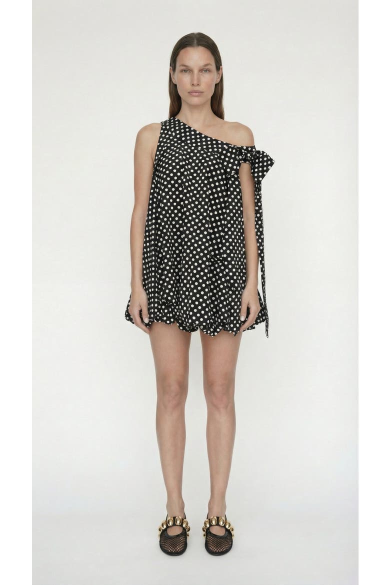 Bow Bubble Polka Dot Dress, Alternate, color, Black