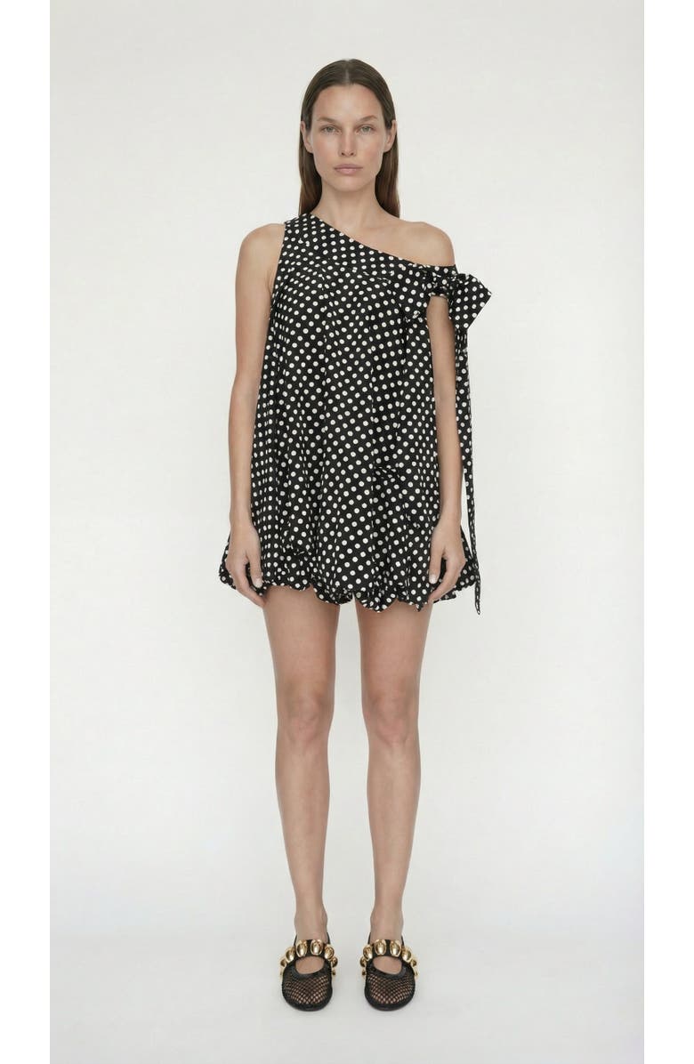 Elexiay Bow Bubble Polka Dot Dress, Alternate, color, Black