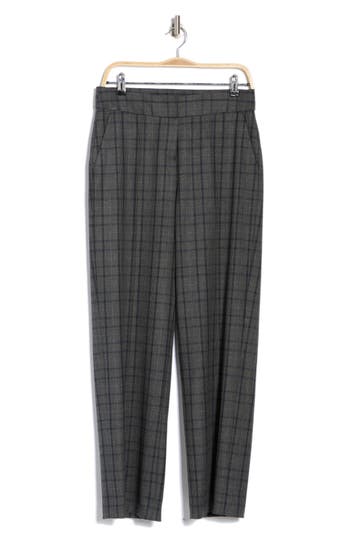 Atelier Luxe Plaid Wide Leg Pants In Grey/navy