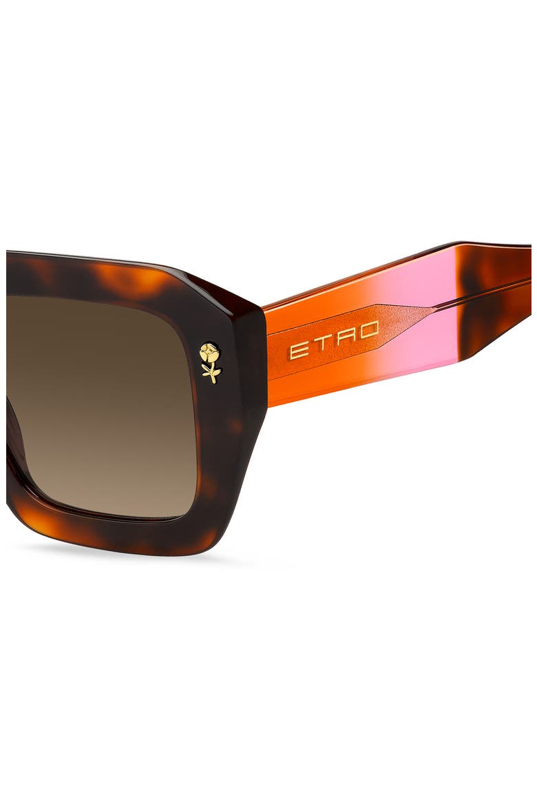 52mm Gradient Rectangular Sunglasses, Alternate, color, HAVANA RED