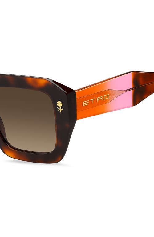 Etro 52mm Gradient Rectangular Sunglasses In Brown