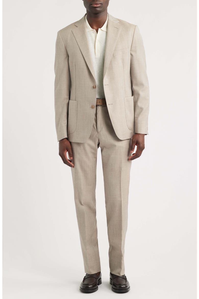Icon Relaxed Fit Tan Slub Wool & Linen Blend Suit, Main, color, TAN