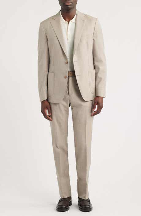 Icon Relaxed Fit Tan Slub Wool & Linen Blend Suit