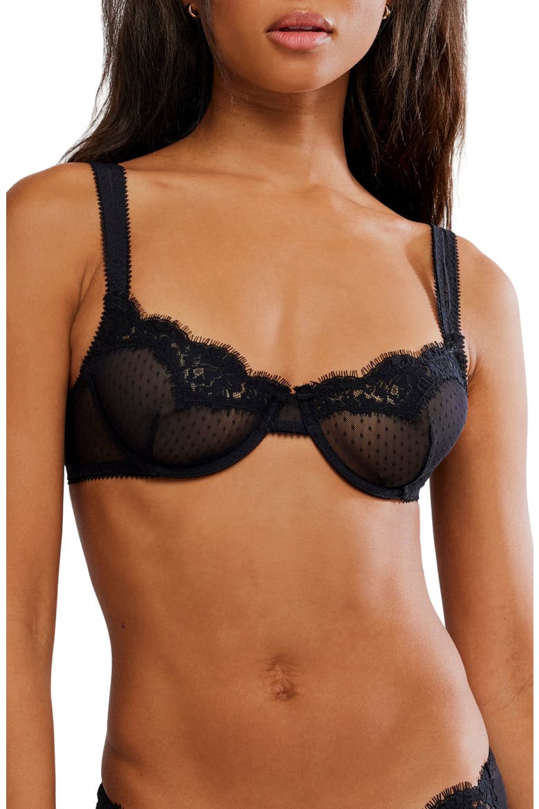 Fiona Underwire Lace Demi Bra, Main, color, BLACK