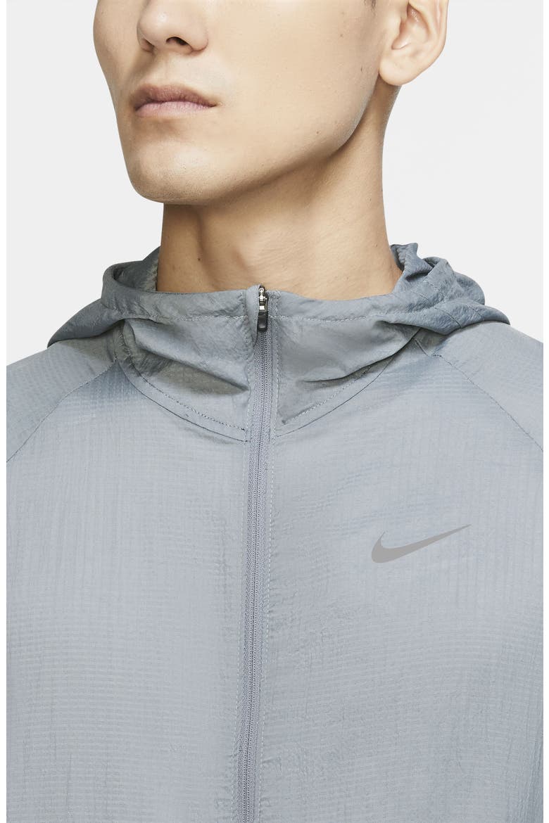 Essential Water Repellent Nylon Running Jacket, Alternate, color, SMOKE GREY/ SILVER