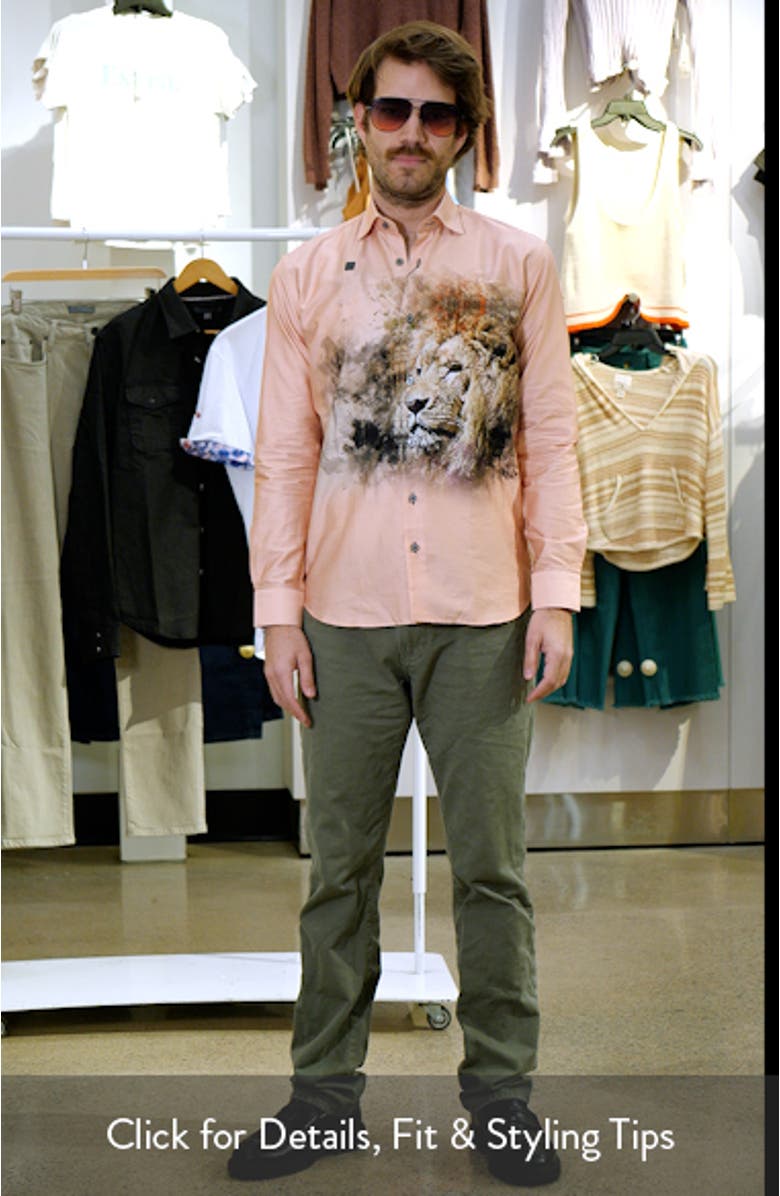 Fibonacci Lion Contemporary Fit Button-Up Shirt, sales video thumbnail