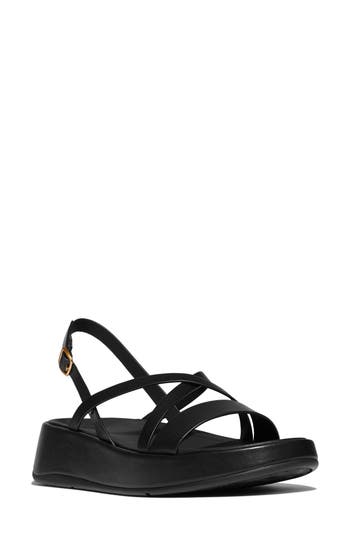 Fitflop F-mode Slingback Platform Wedge Slide Sandal In Black