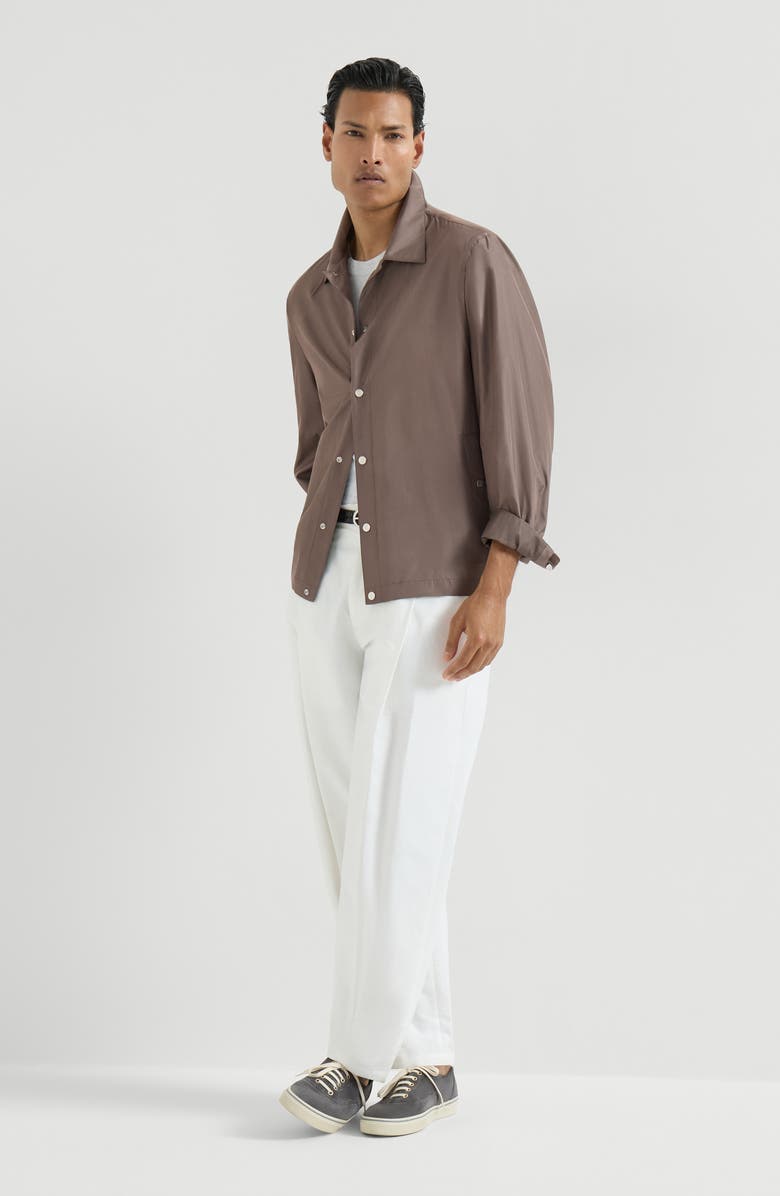 Brunello Cucinelli Silk outerwear jacket, Alternate, color, Hazelnut