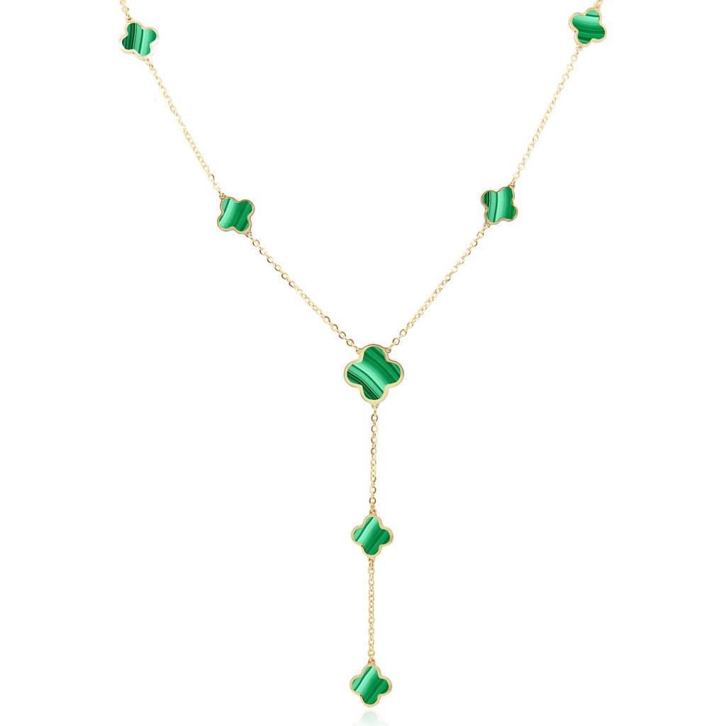 The Lovery Fine Jewelry Malachite Clover Station Lariat Necklace In Green