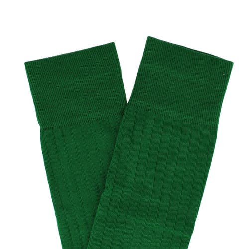 Trafalgar Jasper Mercerized Cotton Ribbed Mid-calf Solid Color Socks In Green