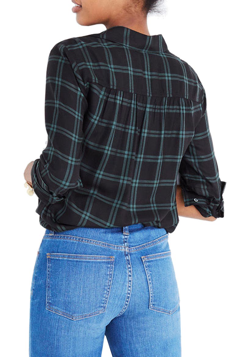 Plaid Faux Wrap Shirt, Alternate, color, OLD VINE