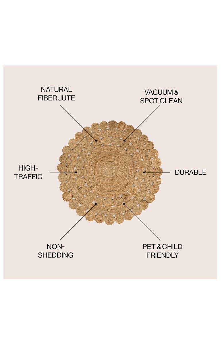 JONATHAN Y Bodhi Round Natural Jute hippie Circle Natural Round Area Rug, Alternate, color, Natural
