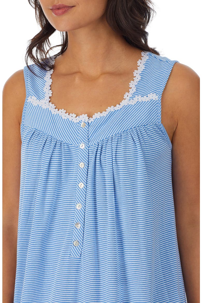 Stripe Short Sleeveless Knit Nightgown, Alternate, color, DKBLSTP