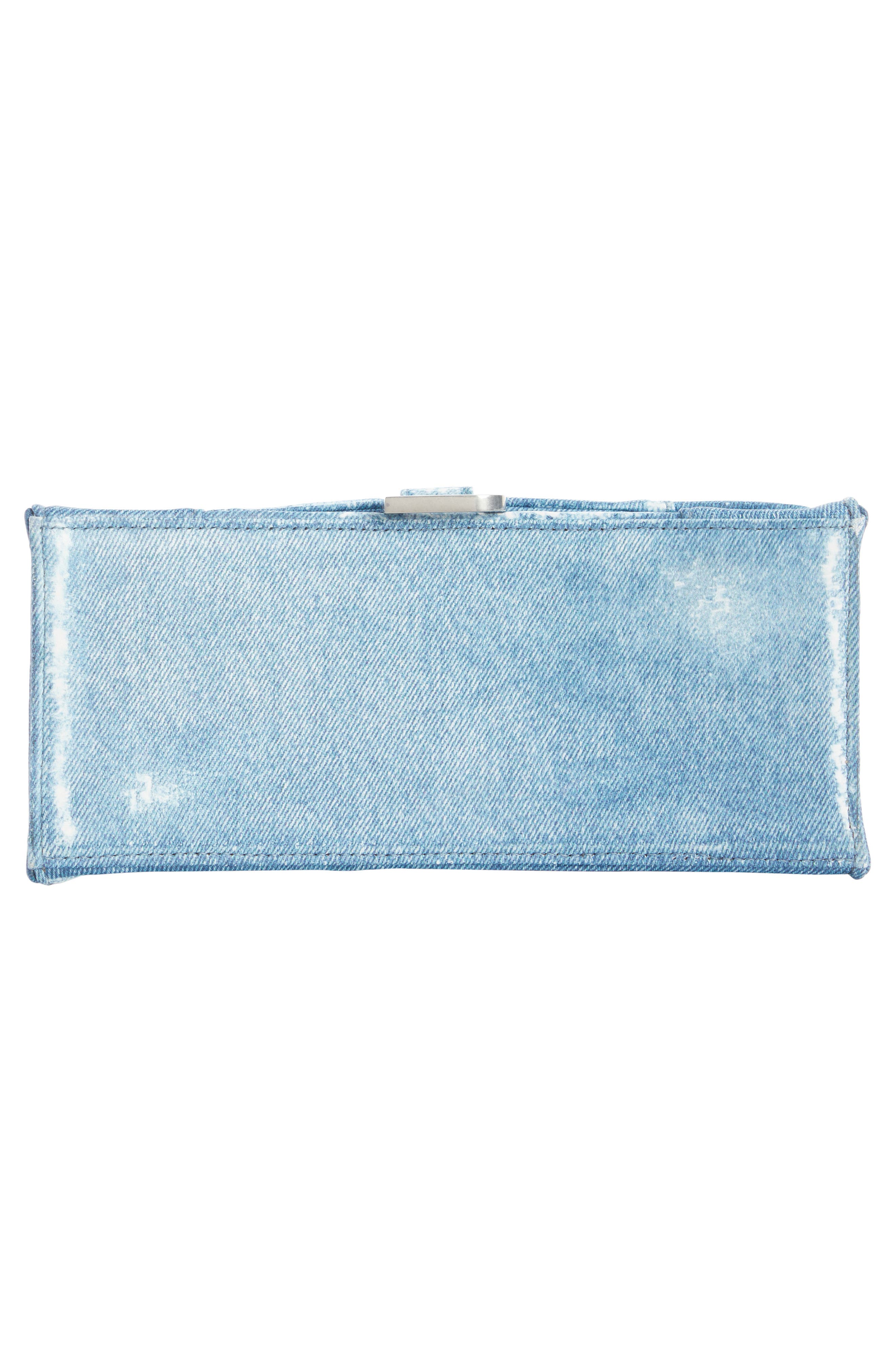 Balenciaga Small Hourglass Denim Print Leather Top Handle Bag, Alternate, color, 
