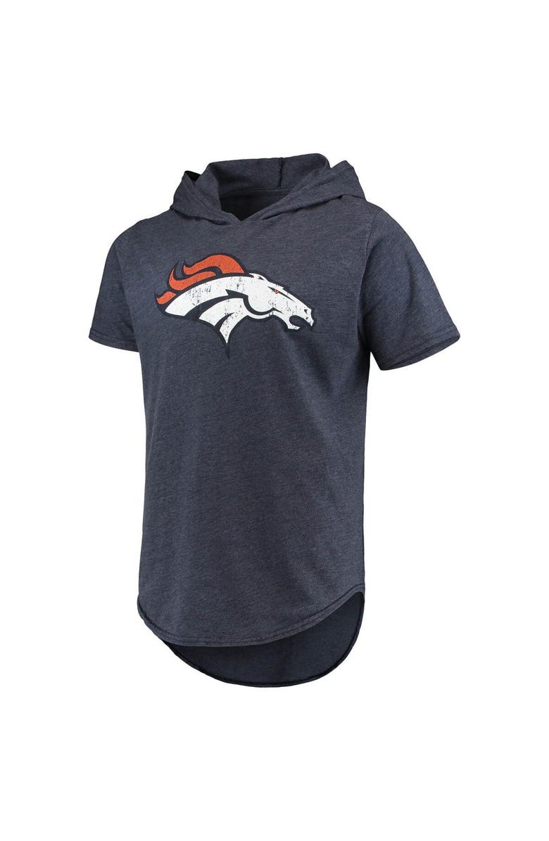 Majestic Threads Men's Majestic Threads Navy Denver Broncos Primary Logo Tri-Blend Hoodie T-Shirt, Alternate, color, 