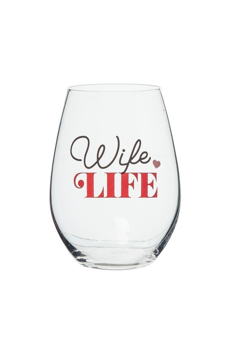 Wife Life Wine Glass Clear 18 oz, Main, color, Clear
