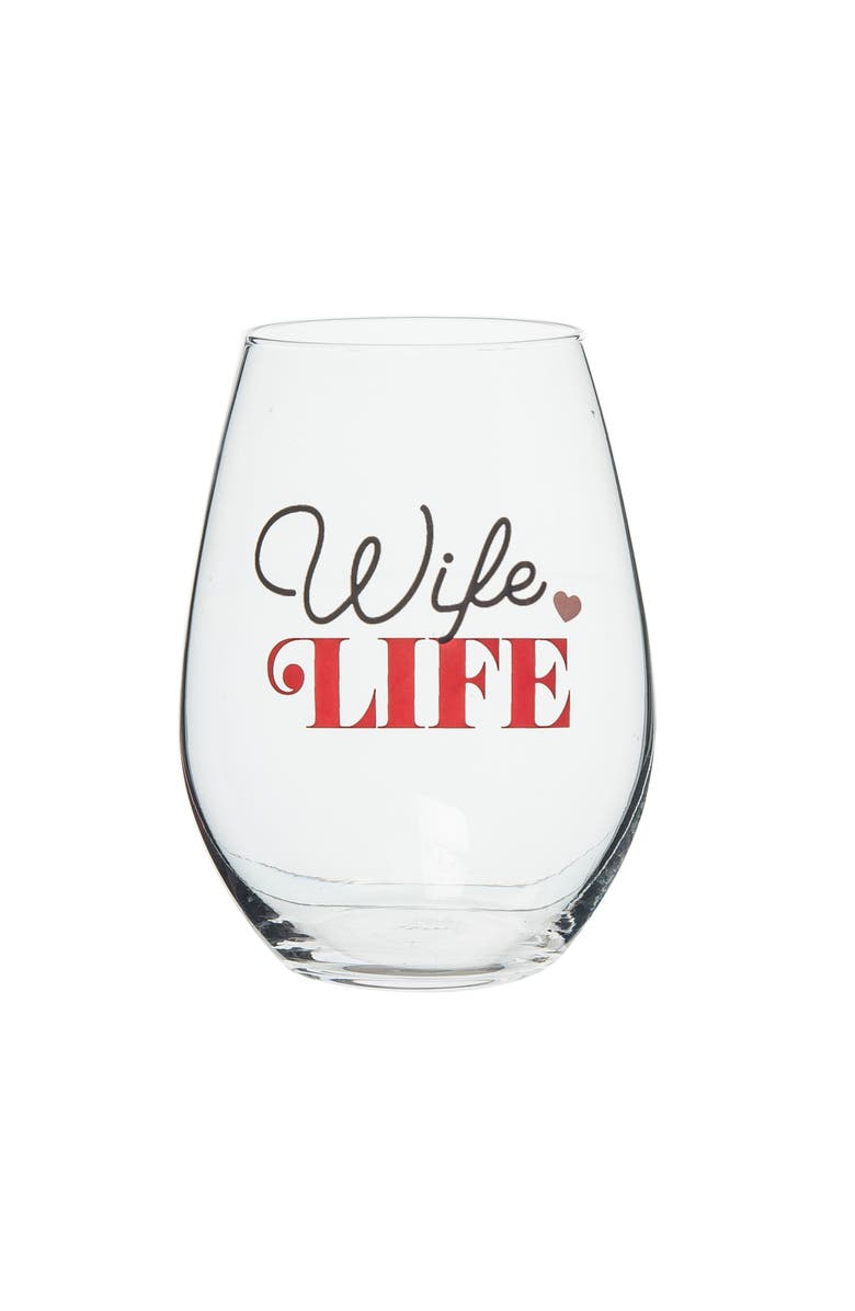 Totalee Gift Wife Life Wine Glass Clear 18 oz, Main, color, Clear