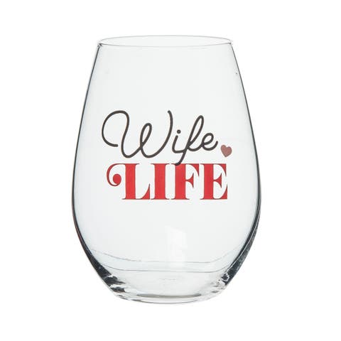 Wife Life Wine Glass Clear 18 oz