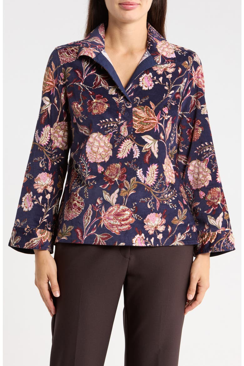 Exquisite Bloom Corduroy Top, Main, color, COASTLINE
