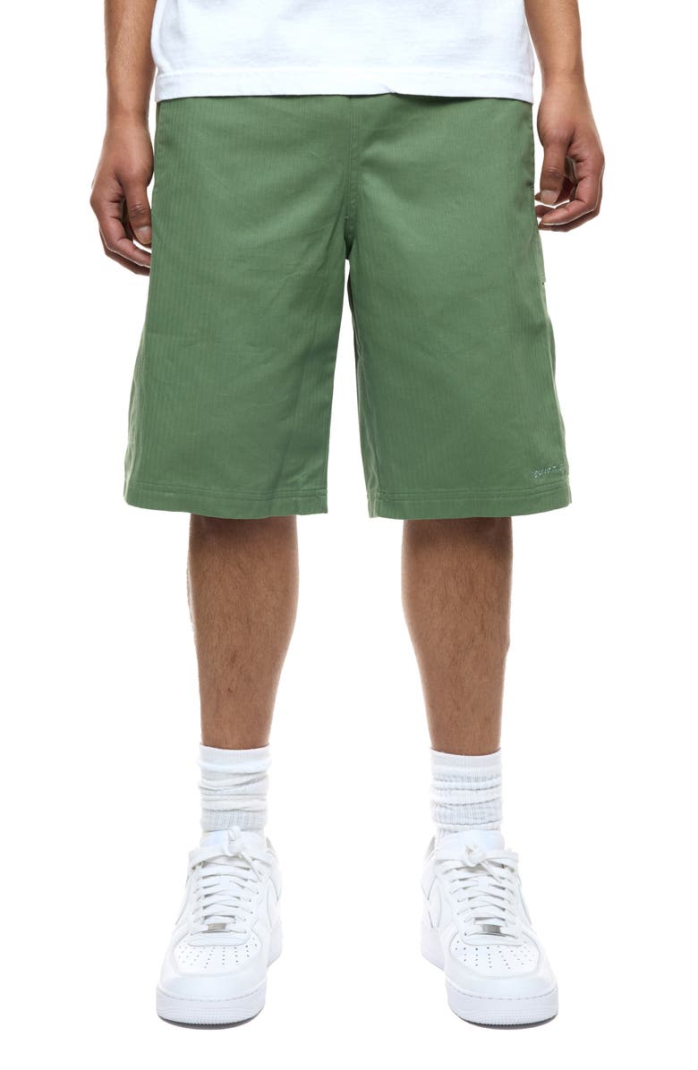 Round Two Cotton Herringbone Cargo Shorts, Main, color, Olive