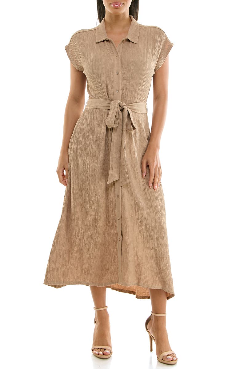 Nina Leonard Cap Sleeve Shirtdress, Main, color, 