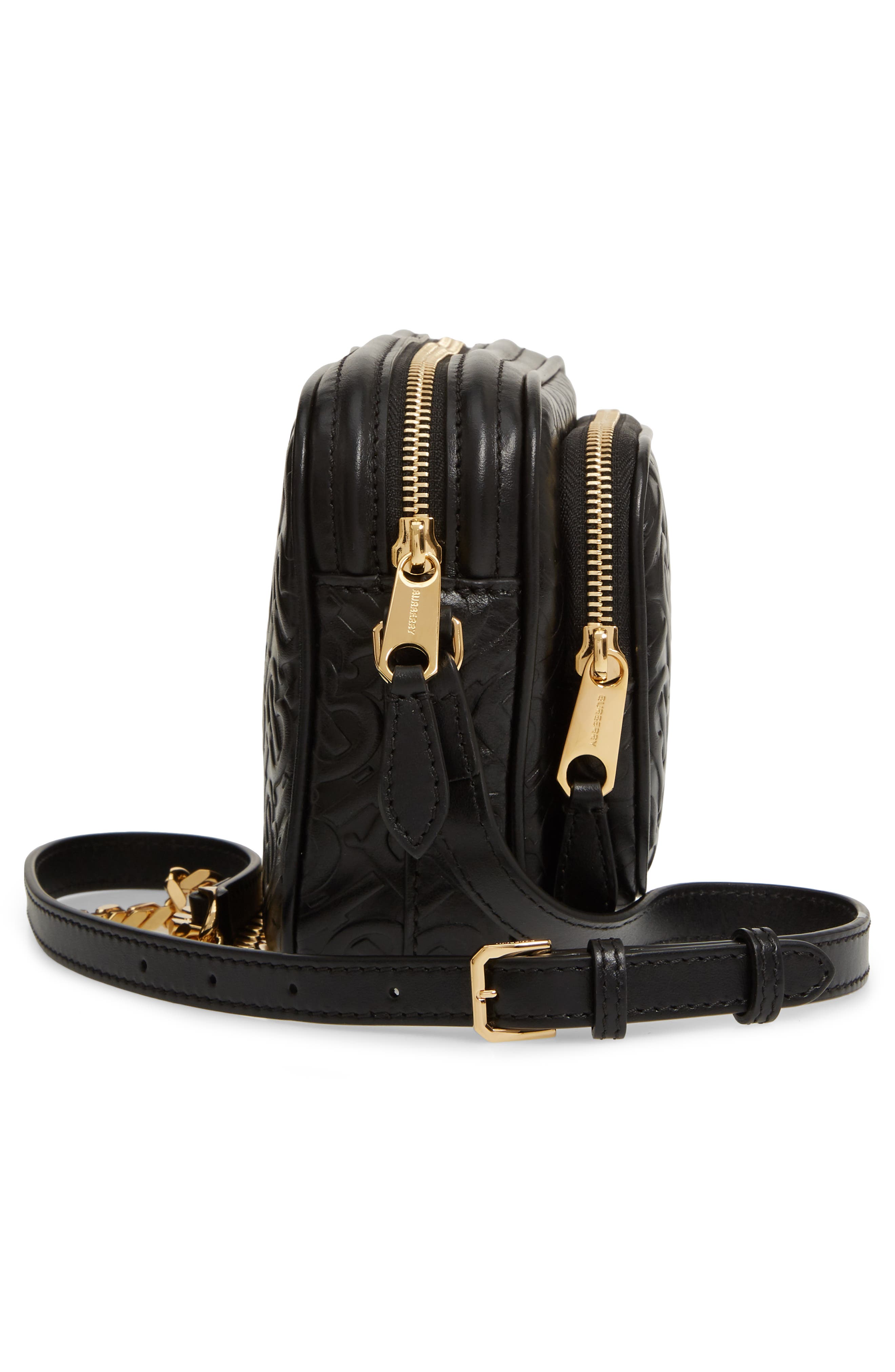 Burberry Small Monogram Leather Camera Bag, Alternate, color, 