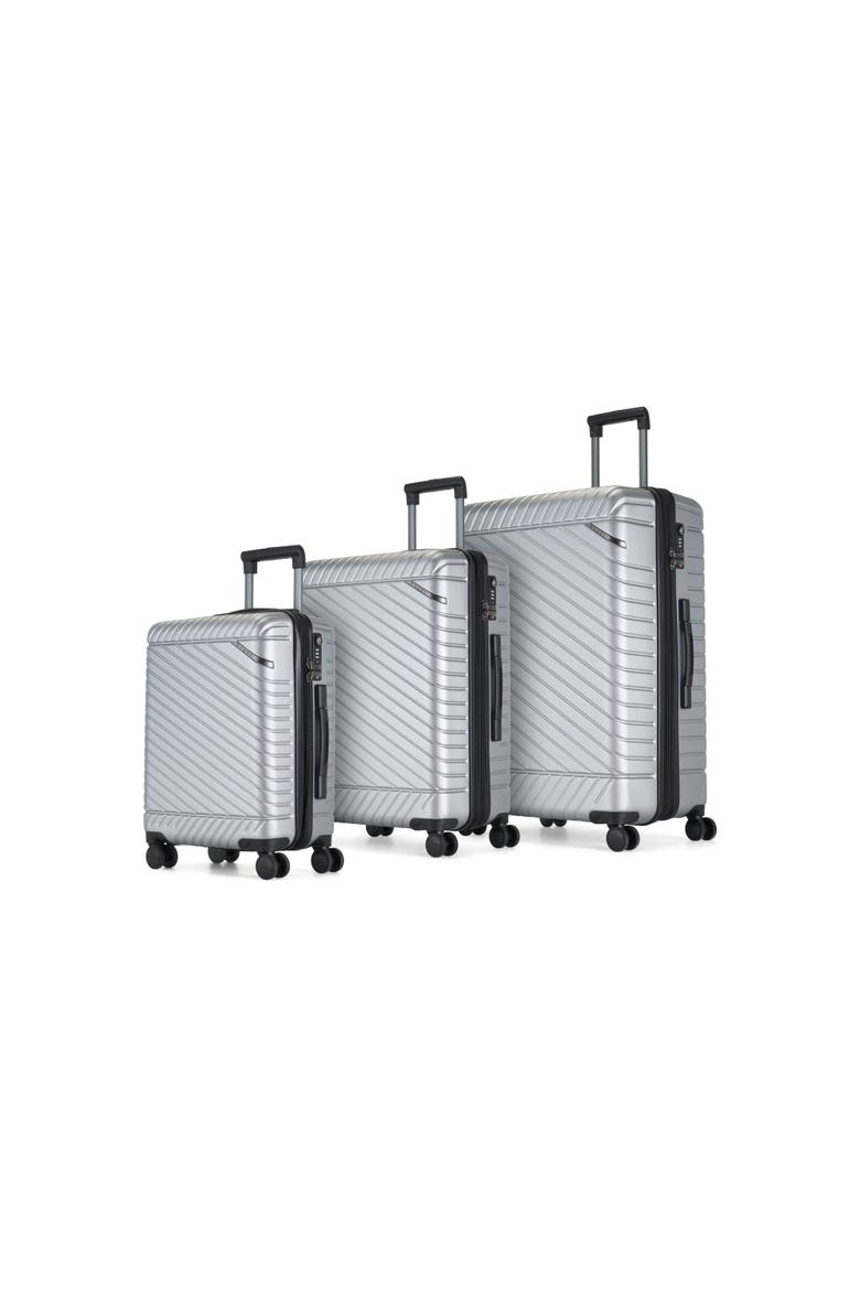 Oslo 3 Piece Hardside Luggage Set with Expansion, Main, color, Silver