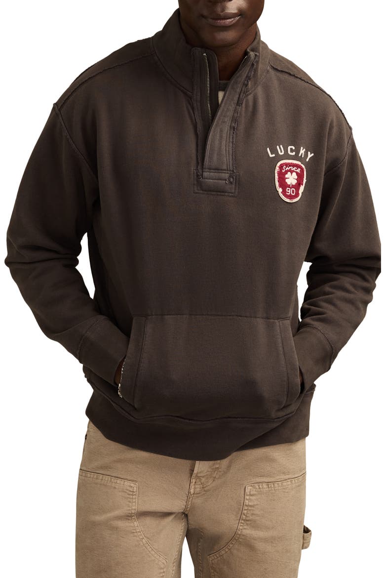 Half Zip Logo Sweatshirt, Main, color, RAVEN