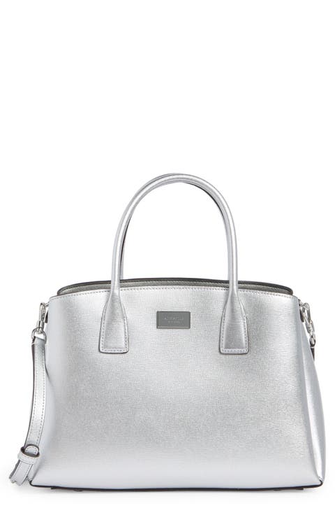 serena metallic top handle bag