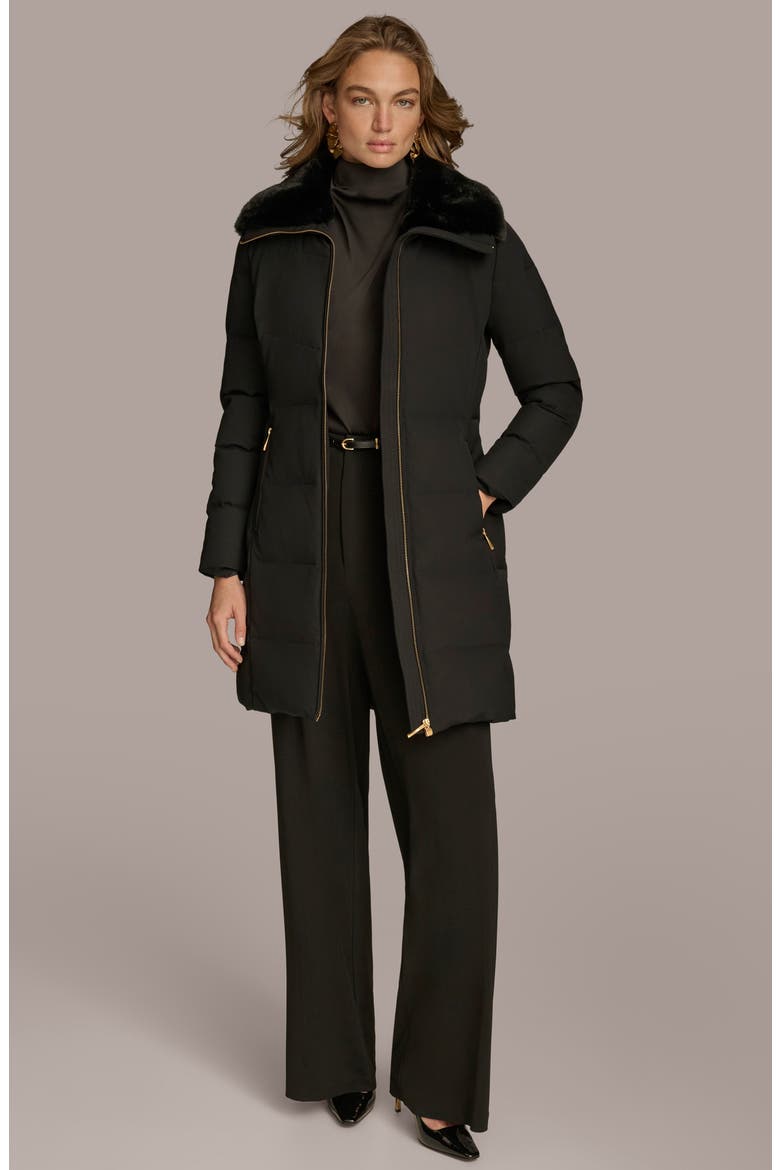 Walker Puffer Coat with Faux Fur Trim, Alternate, color, BLACK