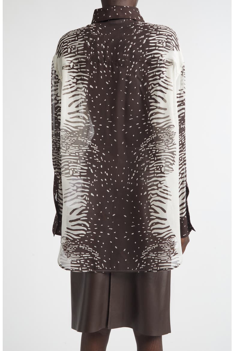 Animal Print Silk Chiffon Button-Up Shirt, Alternate, color, 0967/ 701 PARCHMENT/ EXPRESSO