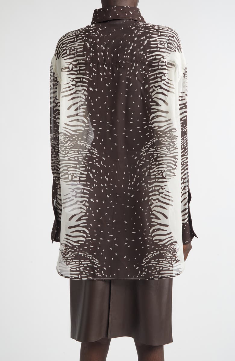 FERRAGAMO Animal Print Silk Chiffon Button-Up Shirt, Alternate, color, 0967/ 701 Parchment/ Expresso
