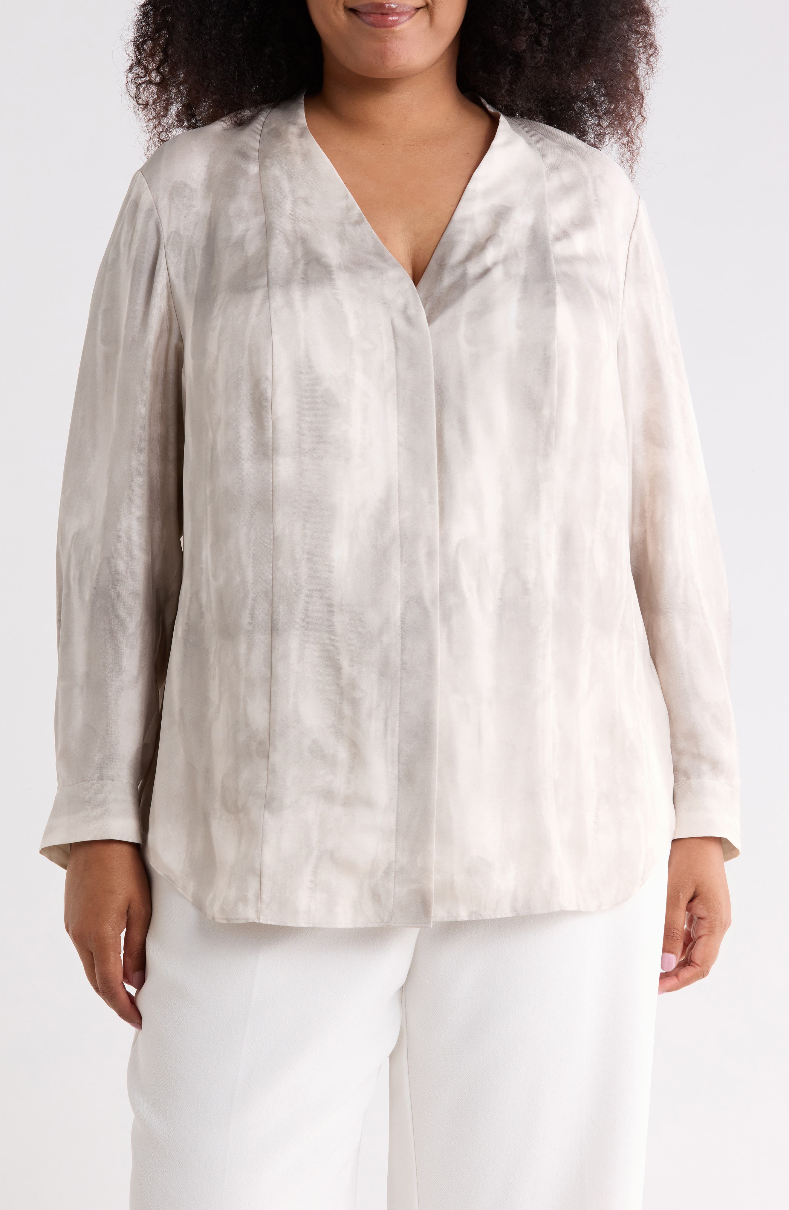 V-Neck Hidden Closure Silk Top