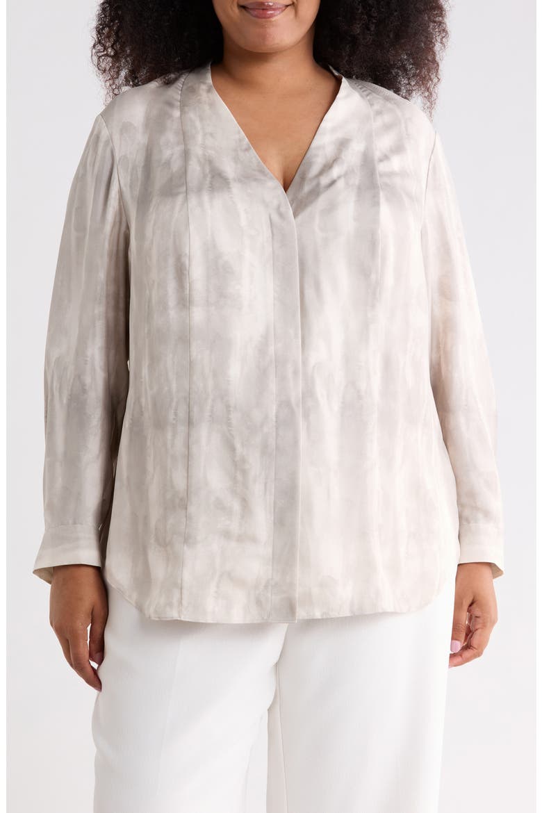 V-Neck Hidden Closure Silk Top, Main, color, PEARL MULTI