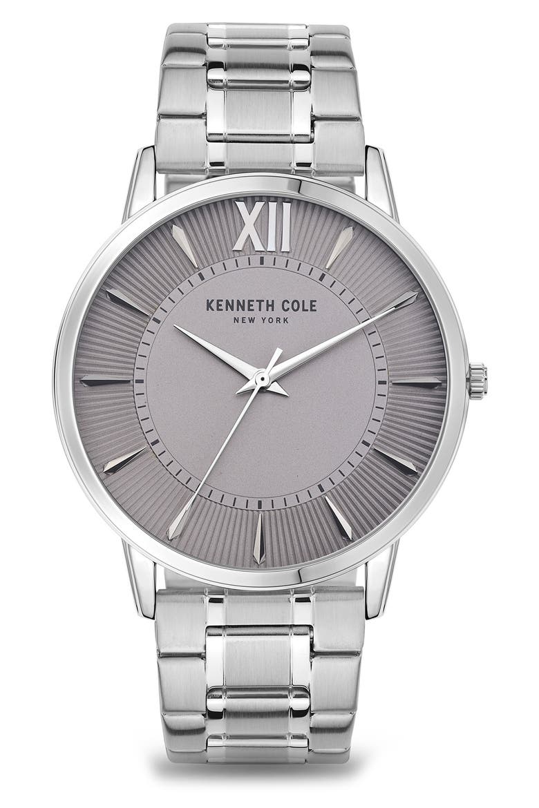 Three Hand Quartz Bracelet Watch, 44mm, Main, color, SILVER