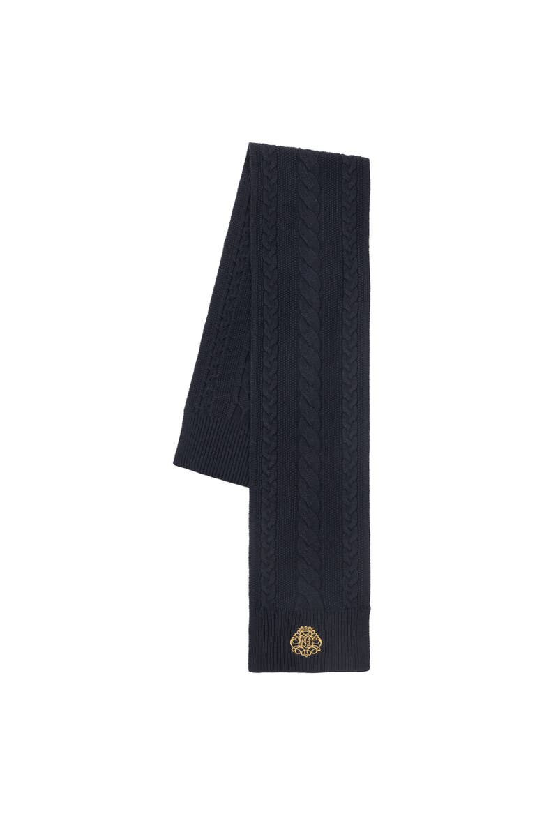 direct embroidery cable scarf, Alternate, color, navy